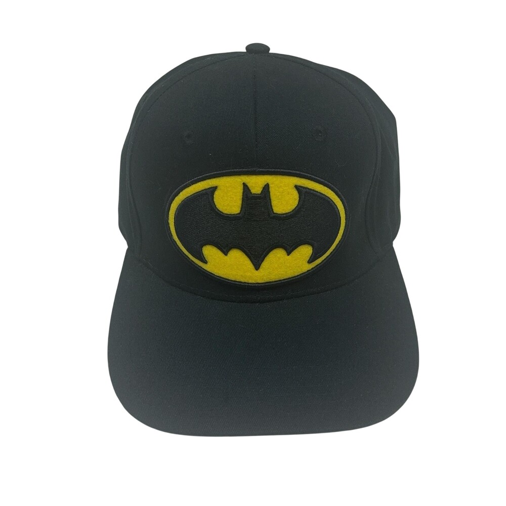 Batman Logo Strapback Hat Mens One Size Black Yellow Cap DC Comics Movie